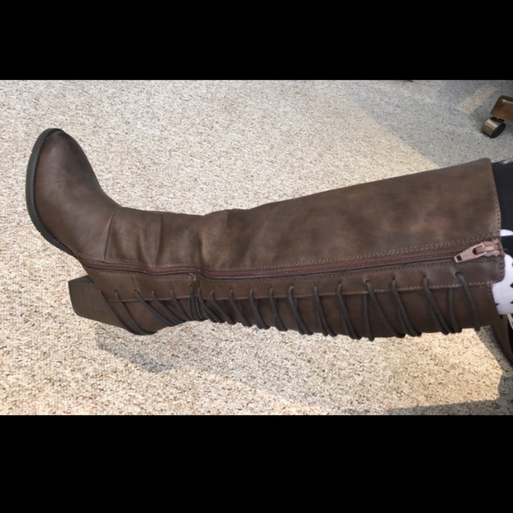 Brown Boots with Lacing Detail